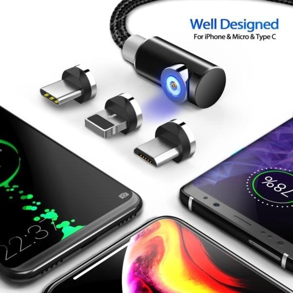 INIU 2m Magnetic Cable Micro USB Type C Adapter Charger Fast Charging For iPhone XS Max 4
