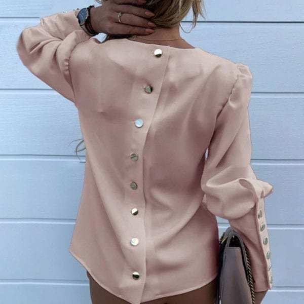 Jocoo Jolee Women Metal Buttons Long Sleeve Blouse Office Lady Shirt Casual Pineapple Print Tops Plus 4