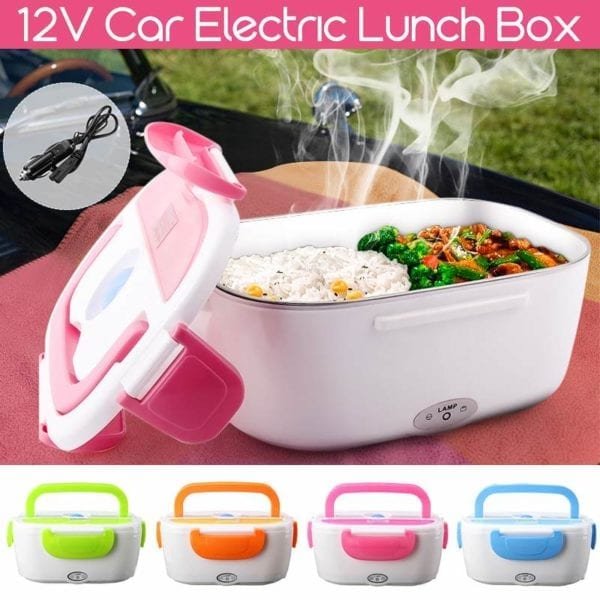 12V Car Plug Electric Heating Lunch Box Food Heater Portable Bento Box Office Home Food Warmer