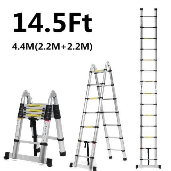 2 2m 2 2m 14 5Ft Folding Ladder Telescopic Ladders Aluminium Dual Use Herringbone Ladder Multifunctional