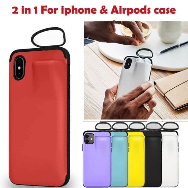 2 In 1 Phone Case Earphone Storage Box For iPhone 7 8 Plus X XR XS