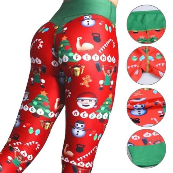 2019 Hot Sale Christmas Printing Leggings Put Hip Elastic High Waist Legging Breathable Merry Christmas Printing 2