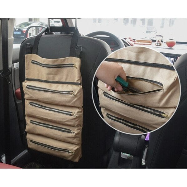2020 Multi Purpose Tool Roll Up Canvas Storage Bag Wrench Roll Pouch Hanging Tool Zipper Carrier 1