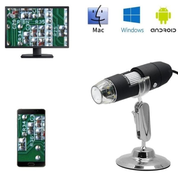 3 in 1 1000X Digital 2MP HD 1080P Soldering Microscope Magnifier Video Camera with Stand for 4
