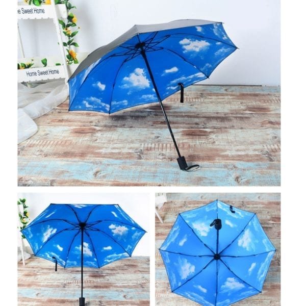 3D Blue Sky White Clouds Print Umbrella Women parasol Paraguas Men Rain Umbrella Sunny Windproof Parapluie 3