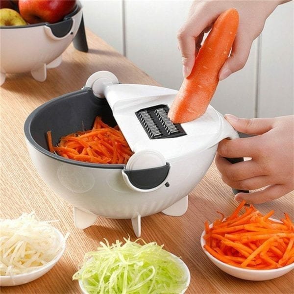9 IN 1 Vegetable Chopper And Cutter With 8 Dicing Blades Drain Basket Multi Function Rotary