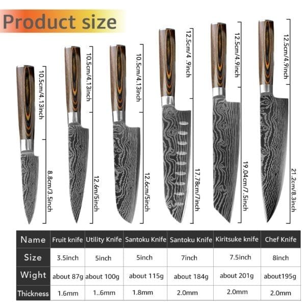 Kitchen Knives Set Stainless Steel 7CR17 Japanese Style Chef Knife Bread Meat Cleaver Paring Kitchen Knife 4