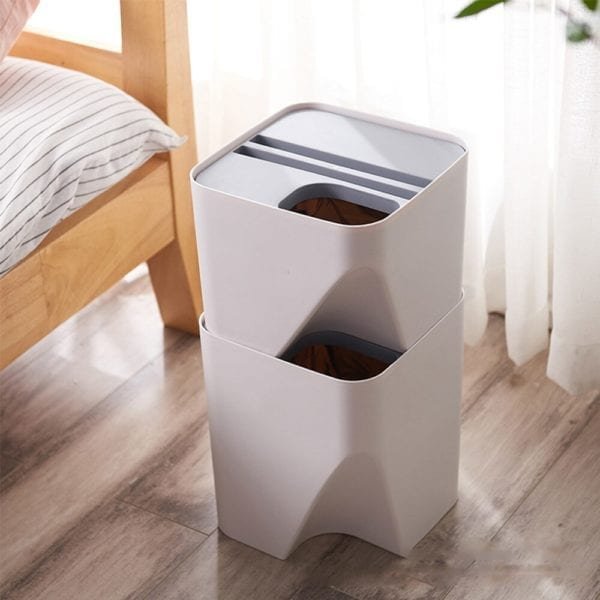 Kitchen Trash Bin For Recycling Trash Bin Stacked Household Waste Sorting Dry Wet Separation Trash Bin 5