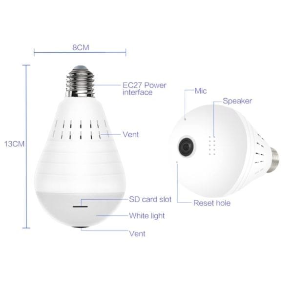New LED Panoramic Bulb Light Camera 960P Full HD 360 Degree Fisheye Wireless LED Light Lamp 2