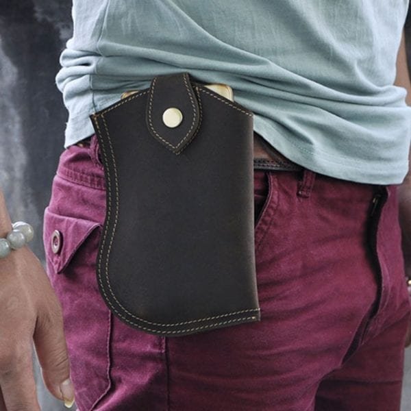 New Men s Hip Bum Belt Fanny Bags Cell Phone Case Purse Natural Genuine leather Vintage 1