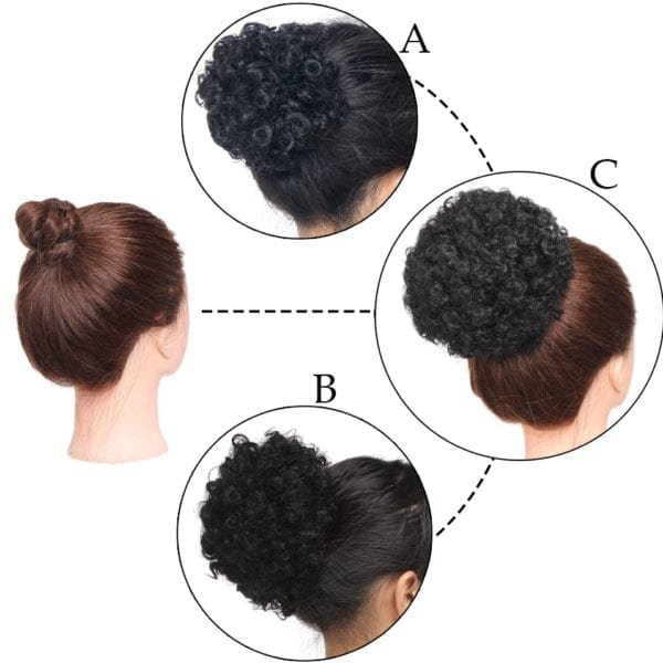 Snoilite 3 types African Afro Bun Short Curly Wrap Drawstring Puff Ponytail Bun Extension Synthetic Hair 4