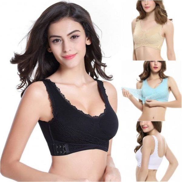Stylish Front Closure Lace Bras for Women Comfy Cotton Sexy Lingeries Push Up Bra Full Cup 5