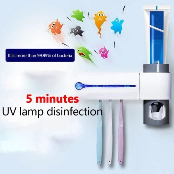 UV Light Toothbrush Sterilizer 3 In1 Toothbrush Holder Cleaner Automatic Toothpaste Squeezers Punch free for Oral 1