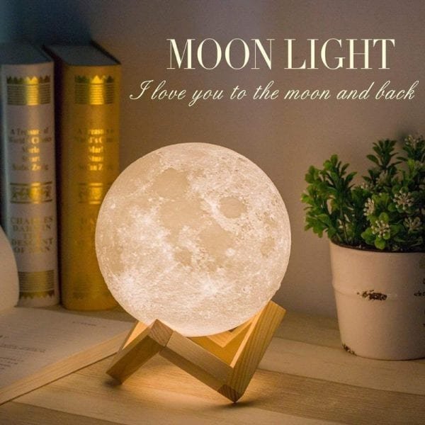 10cm 15cm USB Rechargeable 3D Print LED Moon Lamp 3 Colors Touch Dimmable Night Light Moon 2