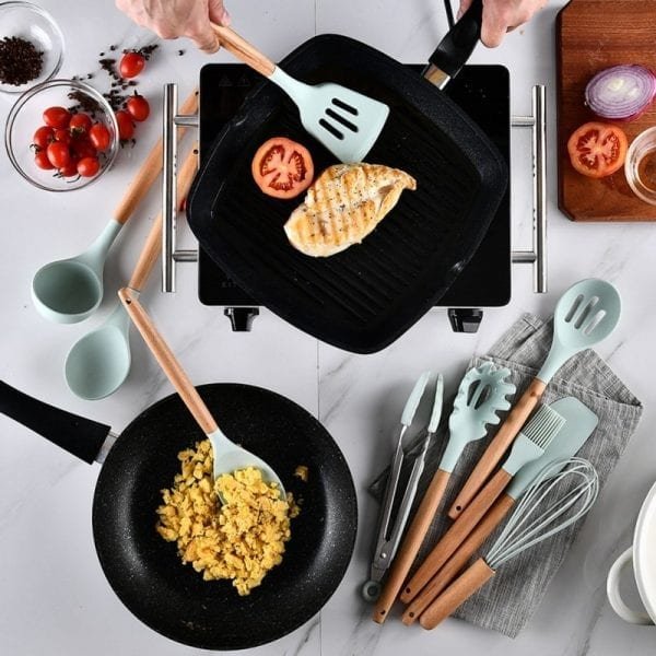 2020 11pcs Kitchen Cooking Cooking Tools Set Utensils Set With Storage Box Premium Silicone Turner Tongs 5