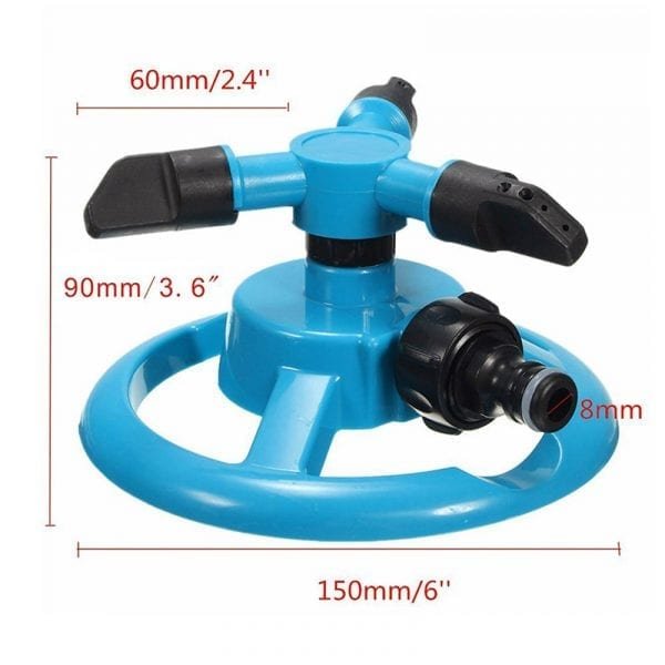 360 Degree Circle Rotating Garden Sprinklers Automatic Watering Grass Lawn Water Sprinkler 3 Nozzles Three Arm 3
