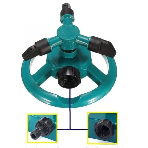 360 Degree Circle Rotating Garden Sprinklers Automatic Watering Grass Lawn Water Sprinkler 3 Nozzles Three Arm 4