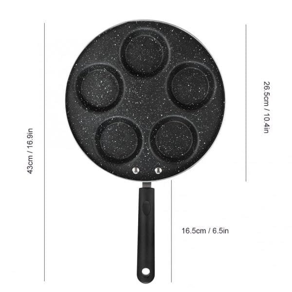5 Round Holes Frying Pan Non Stick Eggs Cooking Pan Home Kitchen Cookware for Breakfast Cooking 2