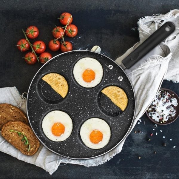 5 Round Holes Frying Pan Non Stick Eggs Cooking Pan Home Kitchen Cookware for Breakfast Cooking 5