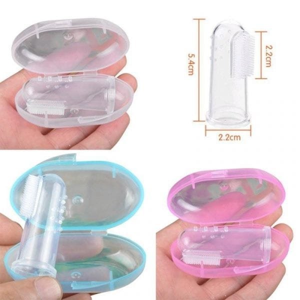 Cute Baby Finger Toothbrush With Box Children Teeth Clear Massage Soft Silicone Infant Rubber Cleaning Brush 4