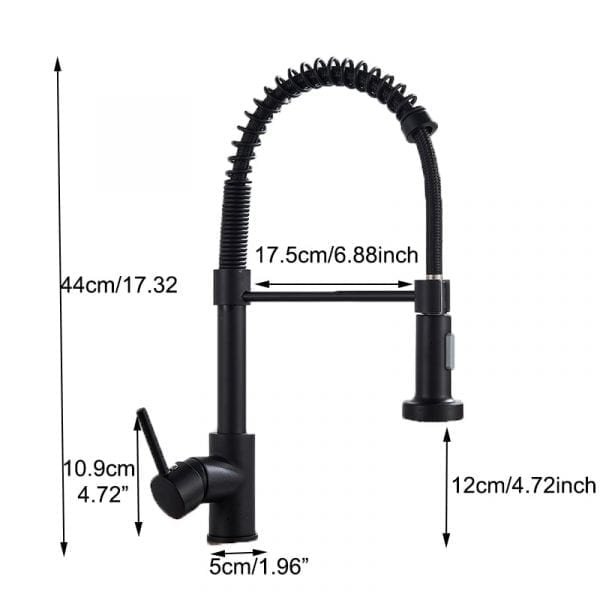 Deck Mounted Pull Down Kitchen Sink Faucet One Handle Spring Hot and Cold Water Tap Back 4