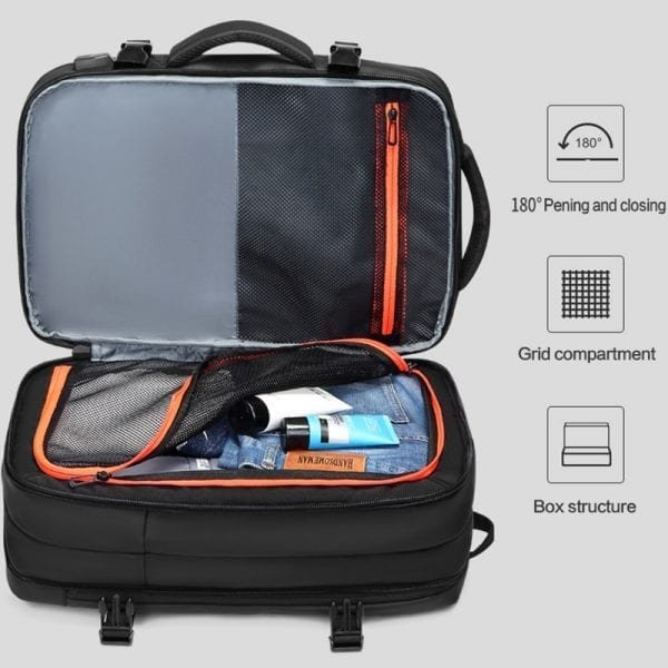 EURCOOL Men Travel Backpack Expandable Large Capacity Male Mochilas Bag USB Charging 15 6 inch Laptop 5