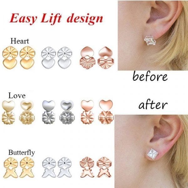 Fashion Hypoallergenic Earring Lifter Fits All Post Earrings Earlobe Stud Back Nut Lift Support for Women 1