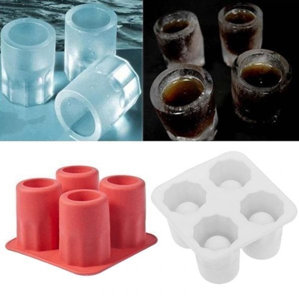 Freeze Mold Bar Bear Tool Cool 4 Cup Shape Rubber Shooters Ice Cube Shot Glass Hot 1