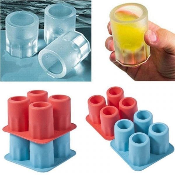 Freeze Mold Bar Bear Tool Cool 4 Cup Shape Rubber Shooters Ice Cube Shot Glass Hot