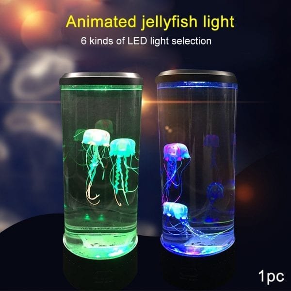 LED Night Light Desktop Home Decoration Hypnotic Jellyfish Table Bedside Lamp Aquarium Color Changing Mood Relaxing 4