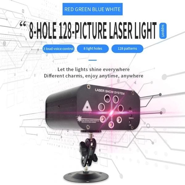 Laser Projector Light 128 Patterns DJ Disco Light Remote Sound Actived LED RGB Lighting Effect Lamp 2
