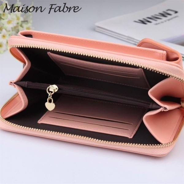 Maison Fabre Phone Bag Womens Vintage Wallet Leather Long Wallet Case Coin Purse Simple Zipper Wallet 4