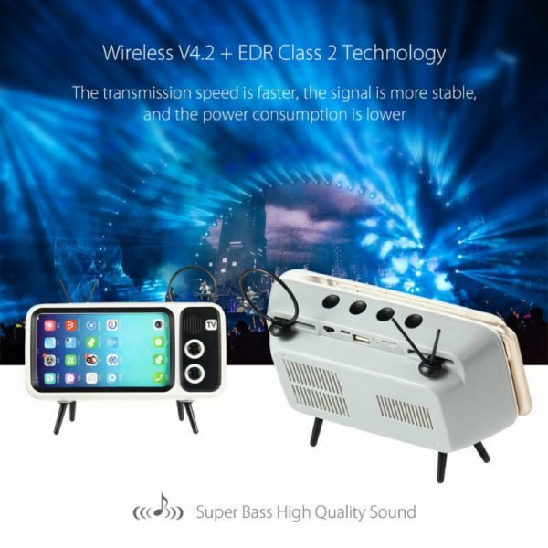 Mini Portable Retro BT Bluetooth Speaker Music TV Design Mobile Phone Holder Speaker Stereo Outdoor Sound 1