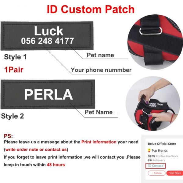 Personalized Dog Harness NO PULL Reflective Breathable Adjustable Pet Harness with ID Custom Patch Outdoor Walking 9