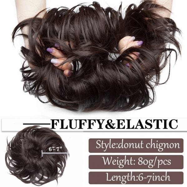 SNOILITE 80g Straight Donut Chignon Hairpieces Synthetic Ombre Elastic Updo Chignon Fluffy Messy Scrunchies Hair Bun 1