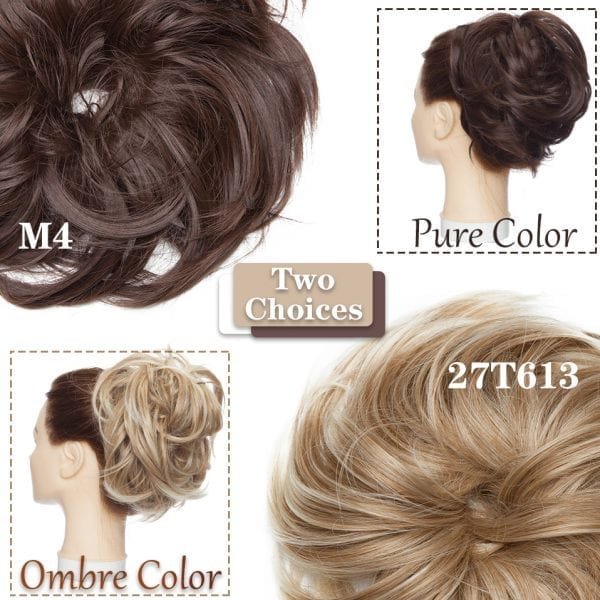 SNOILITE 80g Straight Donut Chignon Hairpieces Synthetic Ombre Elastic Updo Chignon Fluffy Messy Scrunchies Hair Bun 2