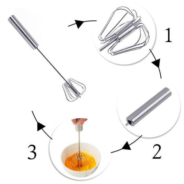 Semi automatic Mixer Egg Beater Manual Self Turning Stainless Steel Whisk Hand Blender Egg Cream Stirring 2