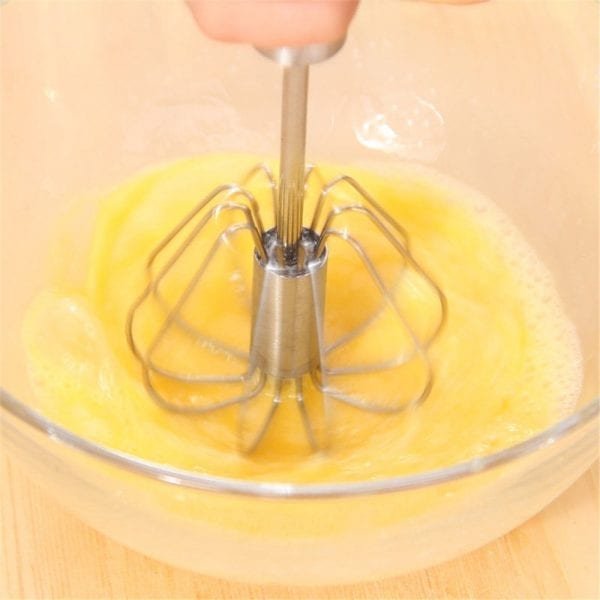 Semi automatic Mixer Egg Beater Manual Self Turning Stainless Steel Whisk Hand Blender Egg Cream Stirring 4