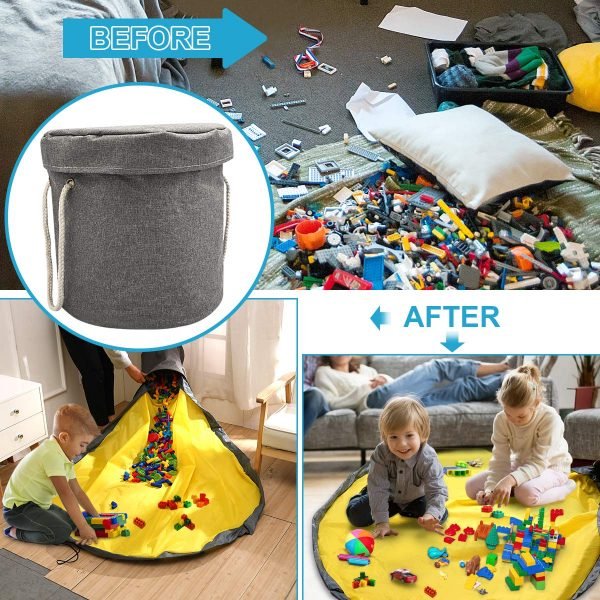 Toy Storage Basket Large Play Mat Toy Clean up Storage Container Quick Cleanup Waterproof Container For 1