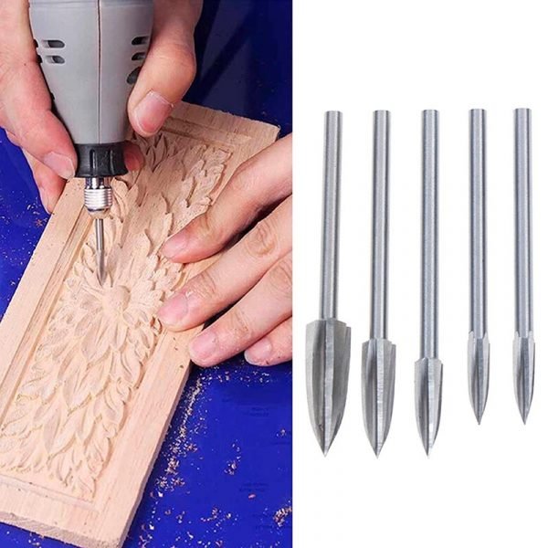 Wood Carving And Engraving Drill Bit Milling Root Cutter Carving Tools 5PCS Set 3