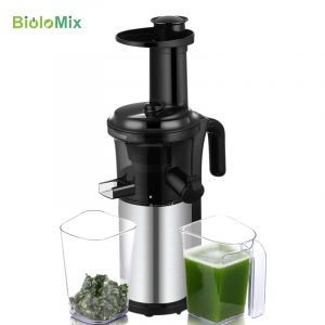 200W 40RPM Stainless Steel Masticating Slow Auger Juicer Fruit and Vegetable Juice Extractor Compact Cold Press