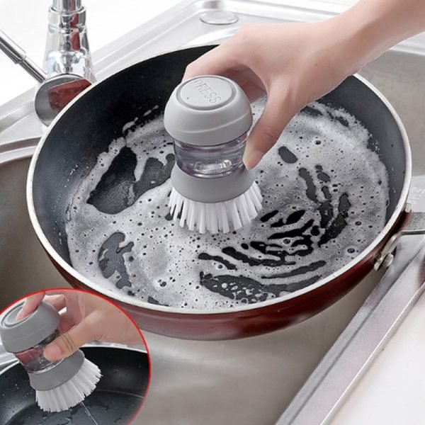 2019 New Household Kitchen Washing Utensils Pot Dish Brush with Liquid Washing Soap Dispenser Pot Brush 2