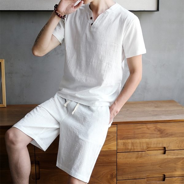 2020 Men Casual Set Fashion 2 PCS Sweat Suit Short Sleeve T shirt Shorts Sets Male 1