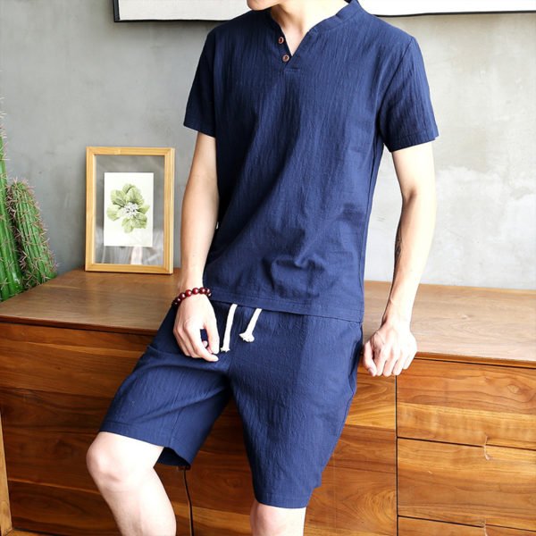 2020 Men Casual Set Fashion 2 PCS Sweat Suit Short Sleeve T shirt Shorts Sets Male 2