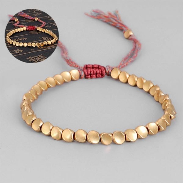 Beads Lucky Rope Tibetan Buddhist Handmade Bracelet Cotton Copper Braided 1
