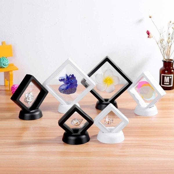 Fashion ABS Cases Displays Square 3D Albums Floating Frame Holder Black White Coin Box Jewelry Display 4