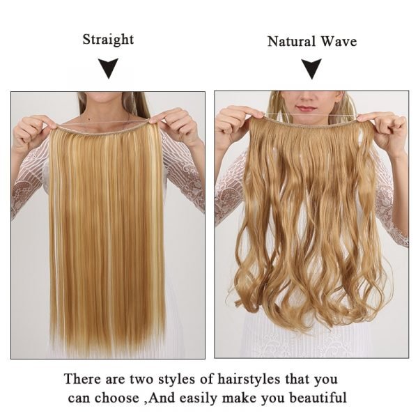 LUPU 24 Long Wavy Fish Line Hair Extensions Invisible Wire Secret No Clips In Hairpieces Synthetic 1