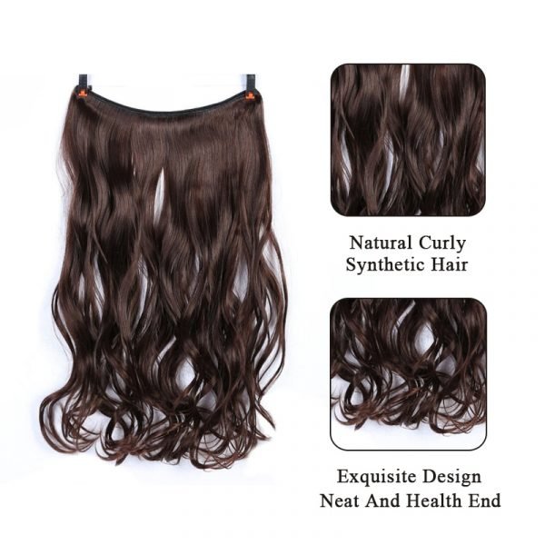 LUPU 24 Long Wavy Fish Line Hair Extensions Invisible Wire Secret No Clips In Hairpieces Synthetic 3