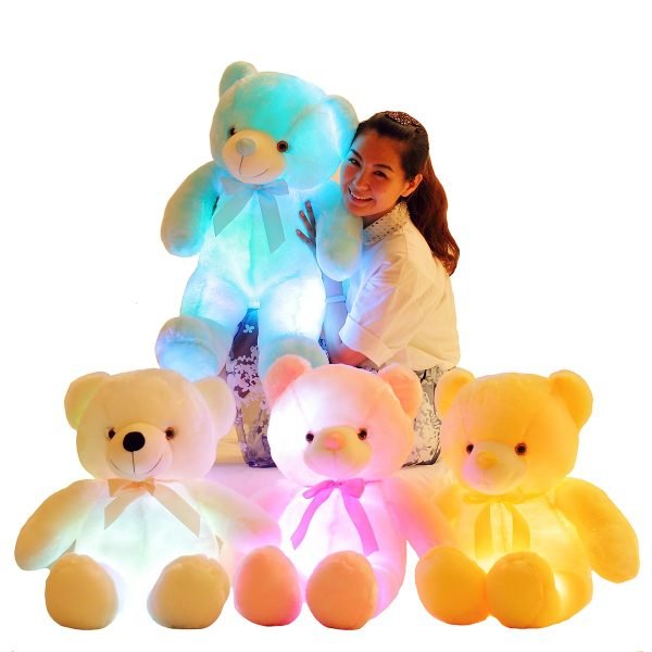 Luminous 25 30 50cm Creative Light Up LED Colorful Glowing Teddy Bear Stuffed Animal Plush Toy