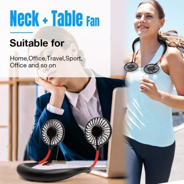 Mini USB Portable Fan Neck Fan Neckband With Rechargeable Battery Small Desk Fans handheld Air Cooler 4